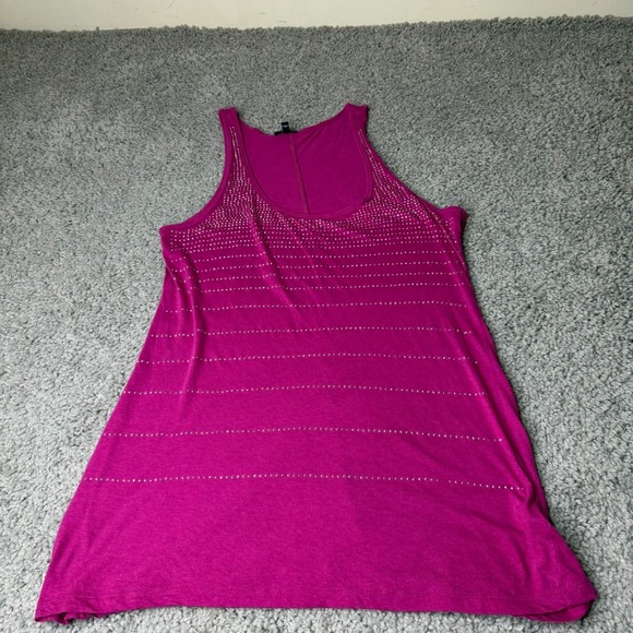 Express Tops - Express Womens Pink Rhinestone Embellished Scoop Neck Racerback Tank Top Large